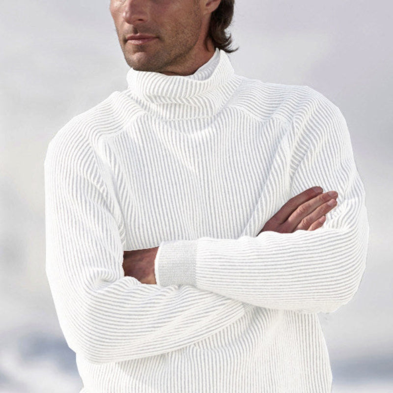 Cozy Striped Crew Neck Winter Knit Sweater