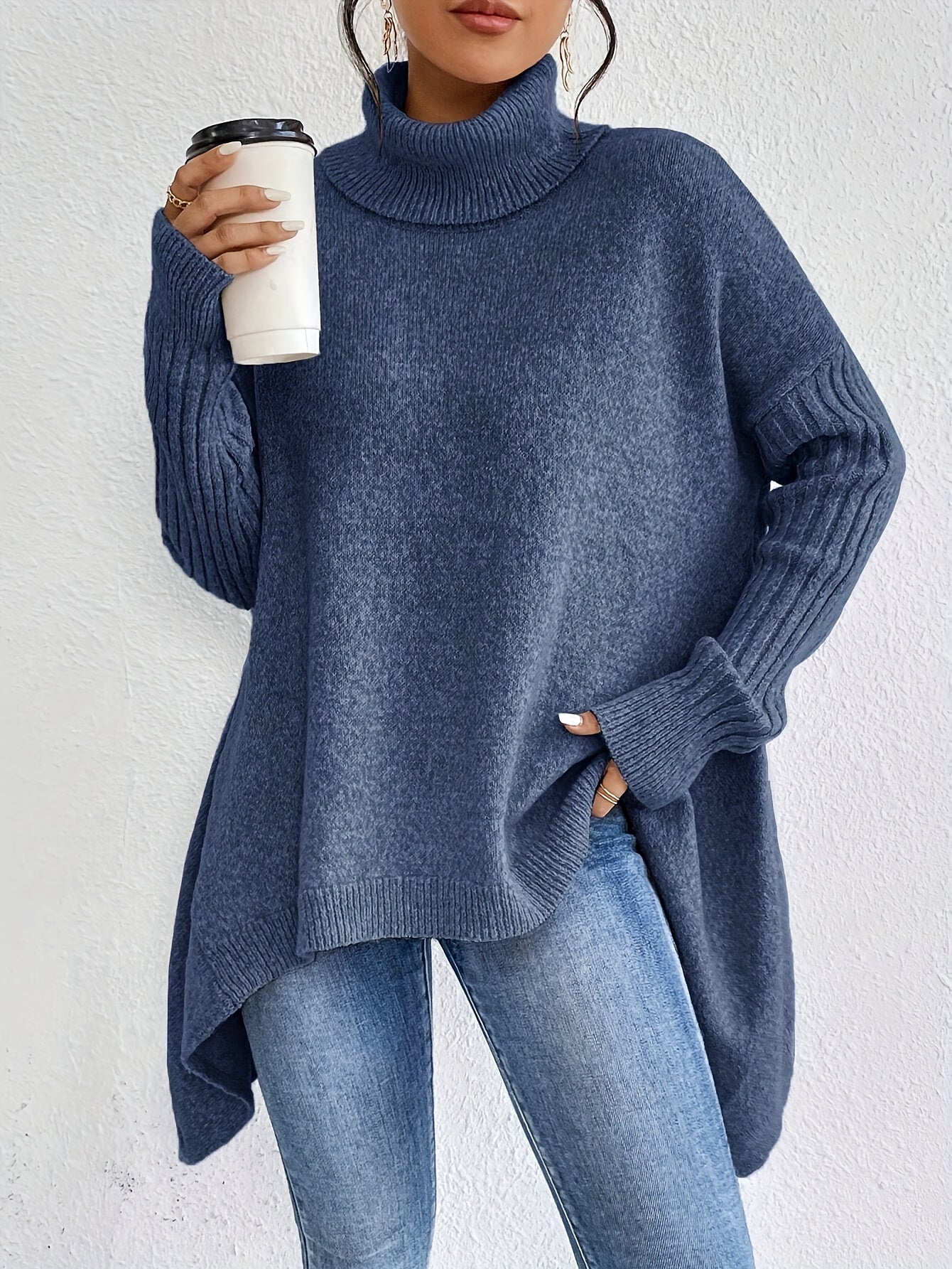 Women's Fashionable Off Centre Turtleneck Sweater