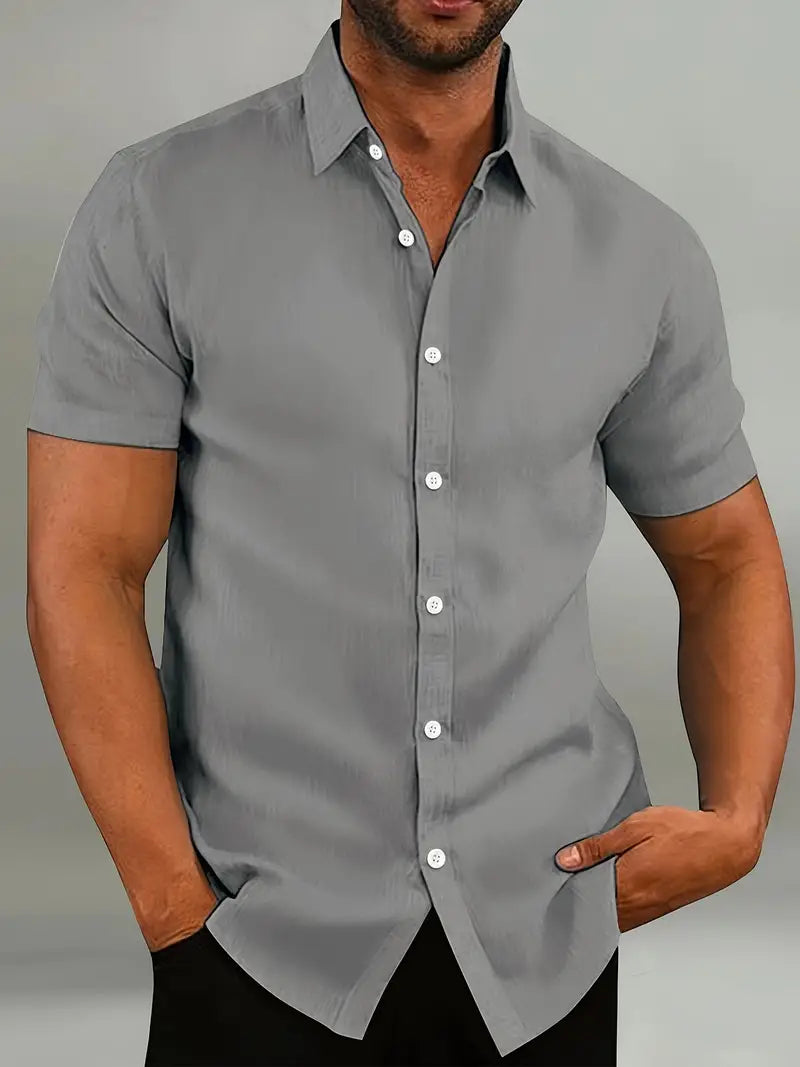 Brian Men's Casual Short-Sleeve Button-Down Shirt