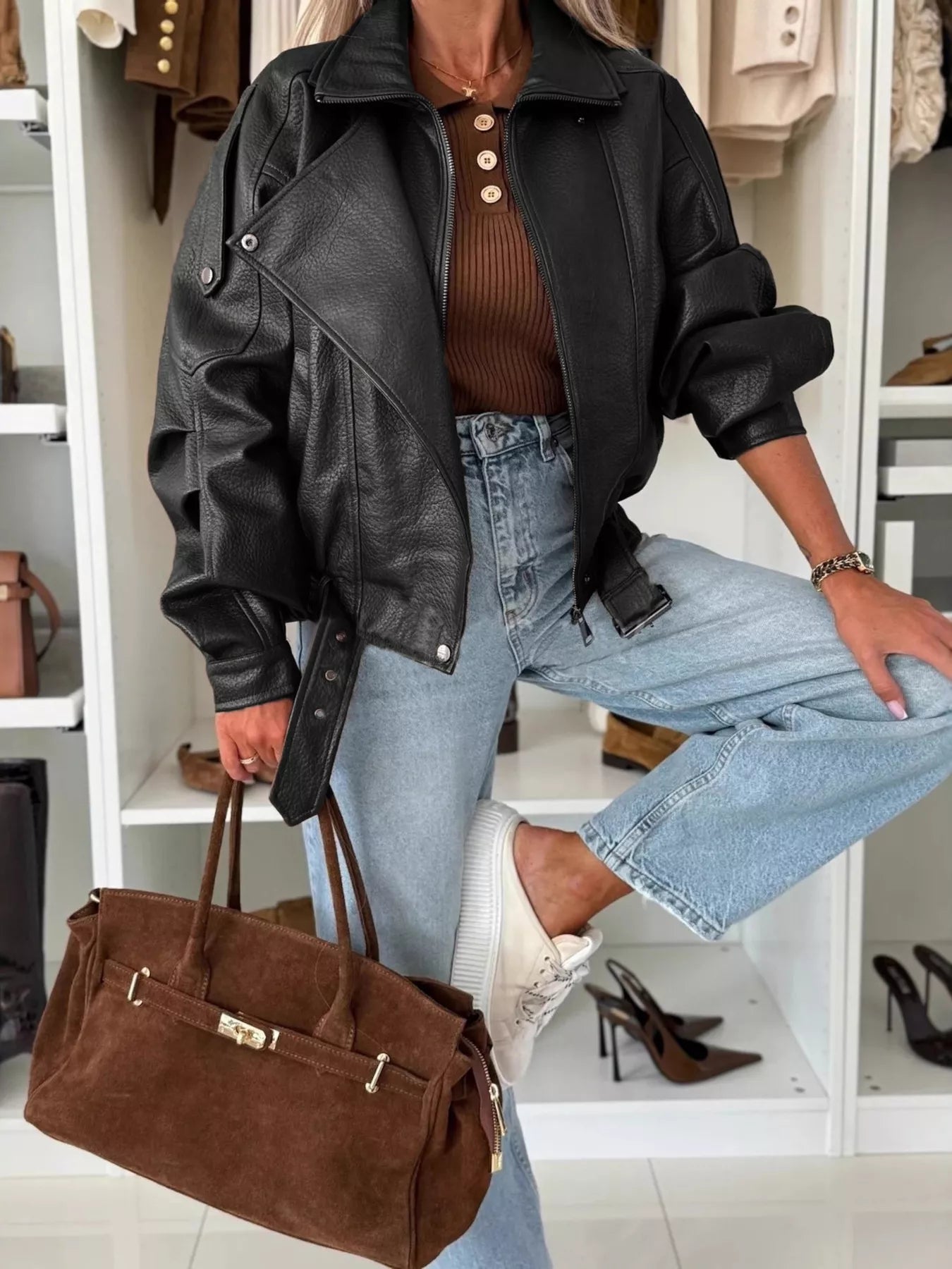 Classic Biker Leather Jacket - BritishElegance