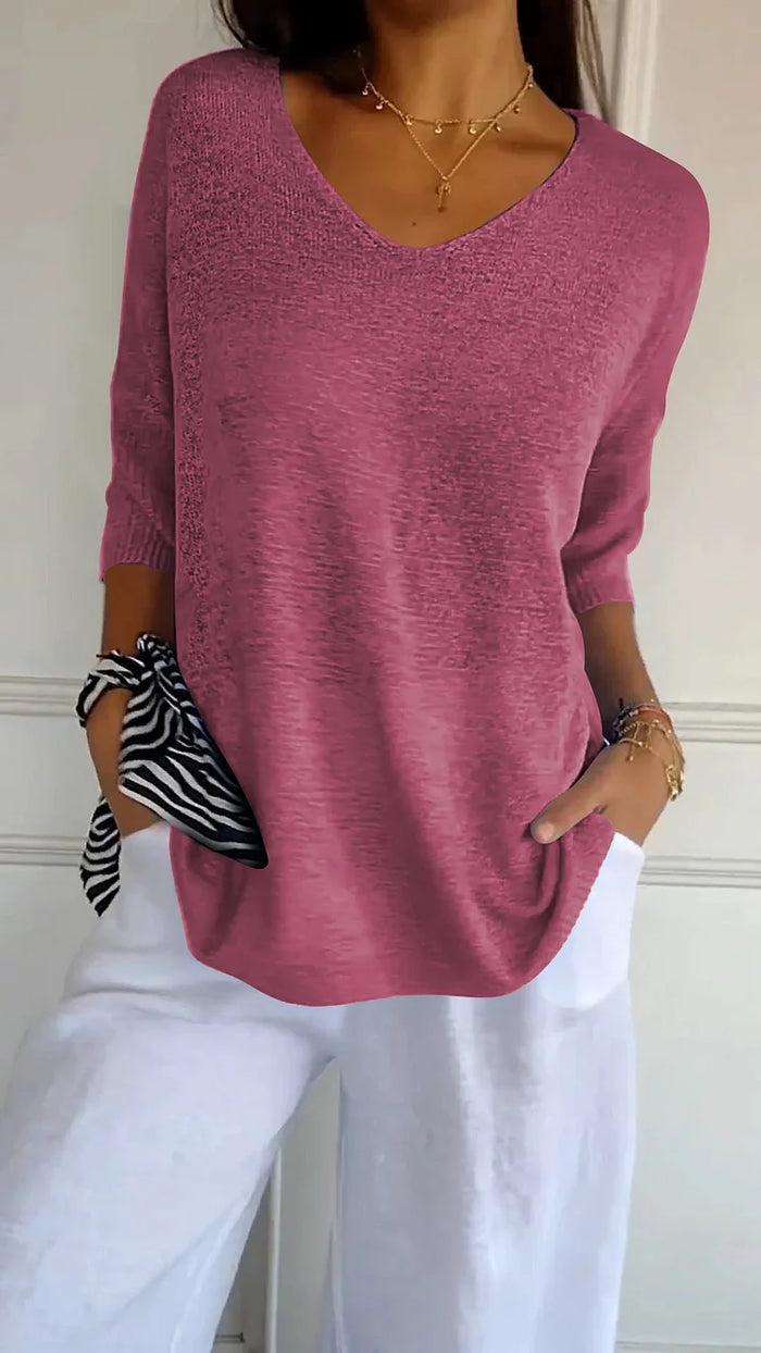 Relaxed Fit V-Neck Sweater for Women