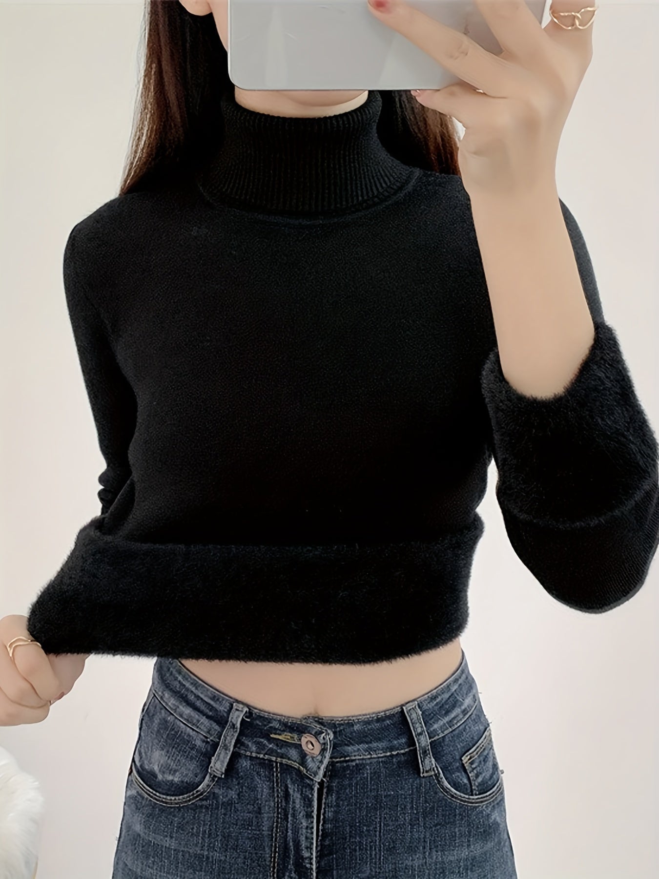 Warm Cozy Fleece Lined Women's Slim Fit Top