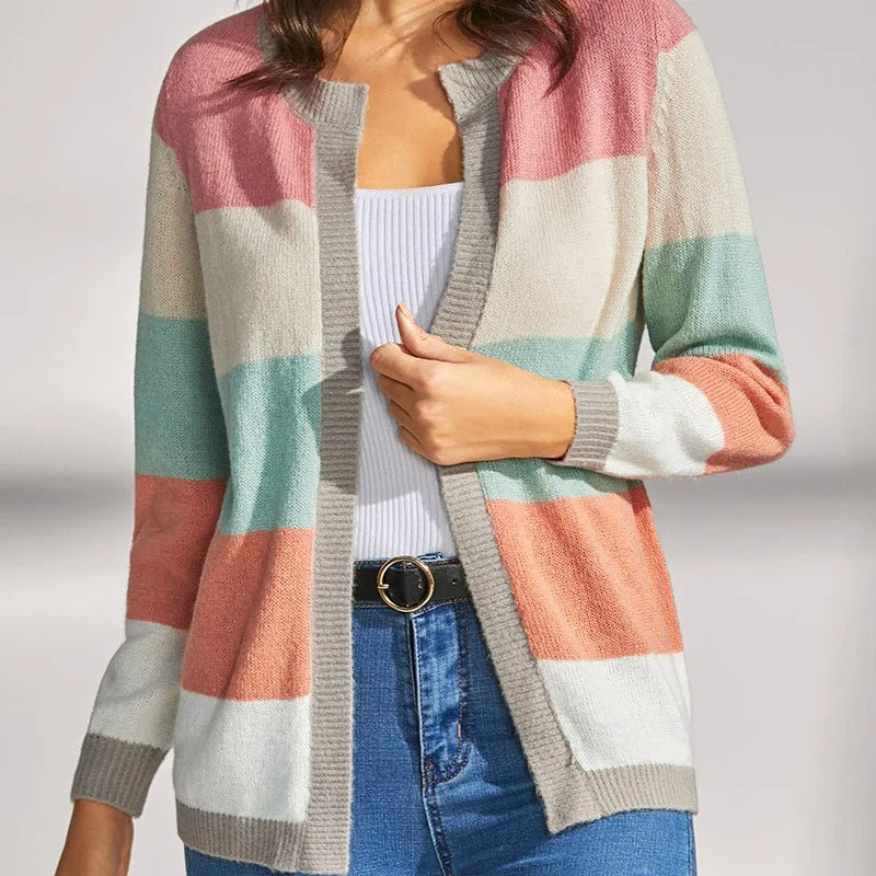 Women's Fashionable Colourful Open Cardigan Sweater - BritishElegance