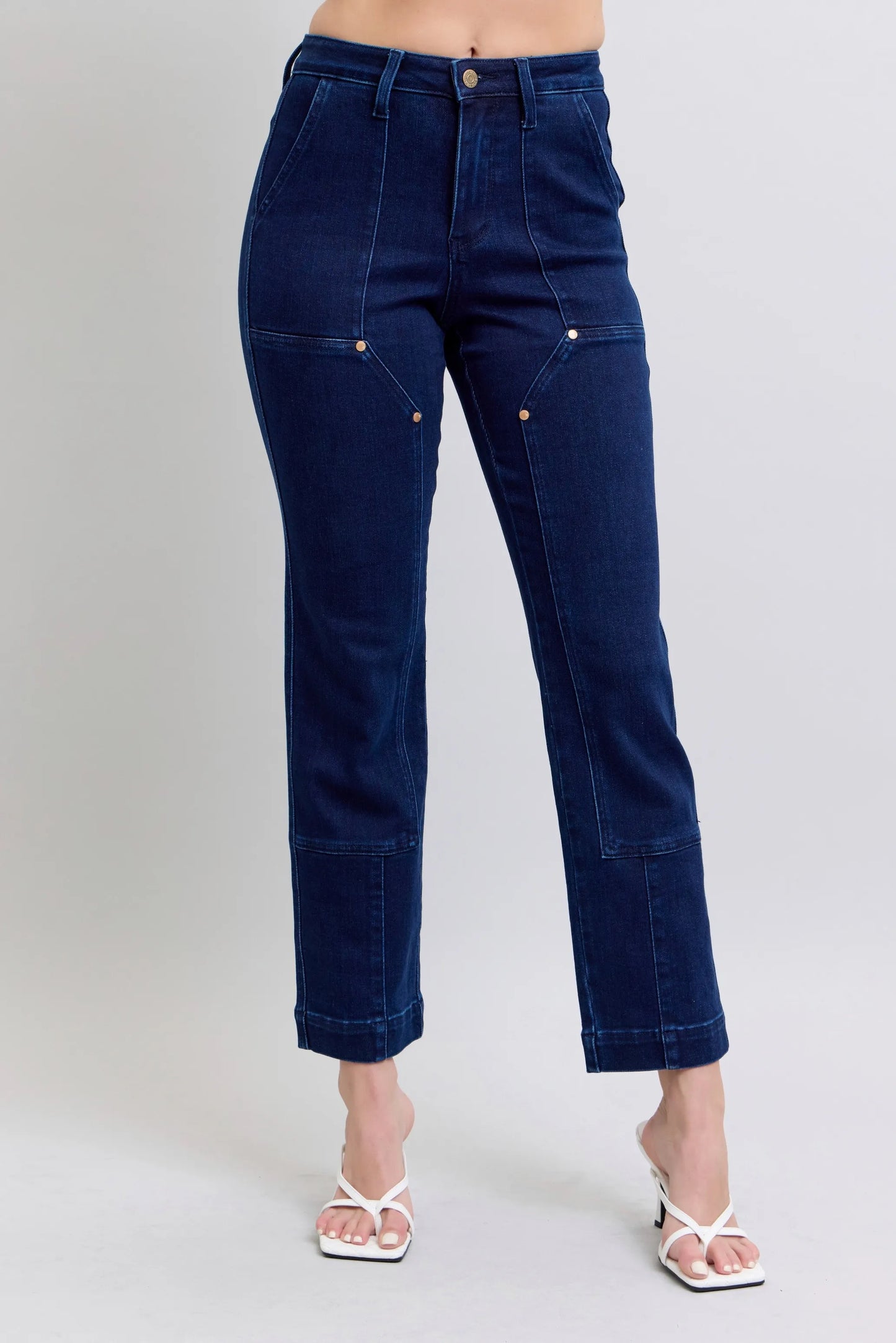 Classic Straight Leg Jeans with Embroidered Knees - BritishElegance
