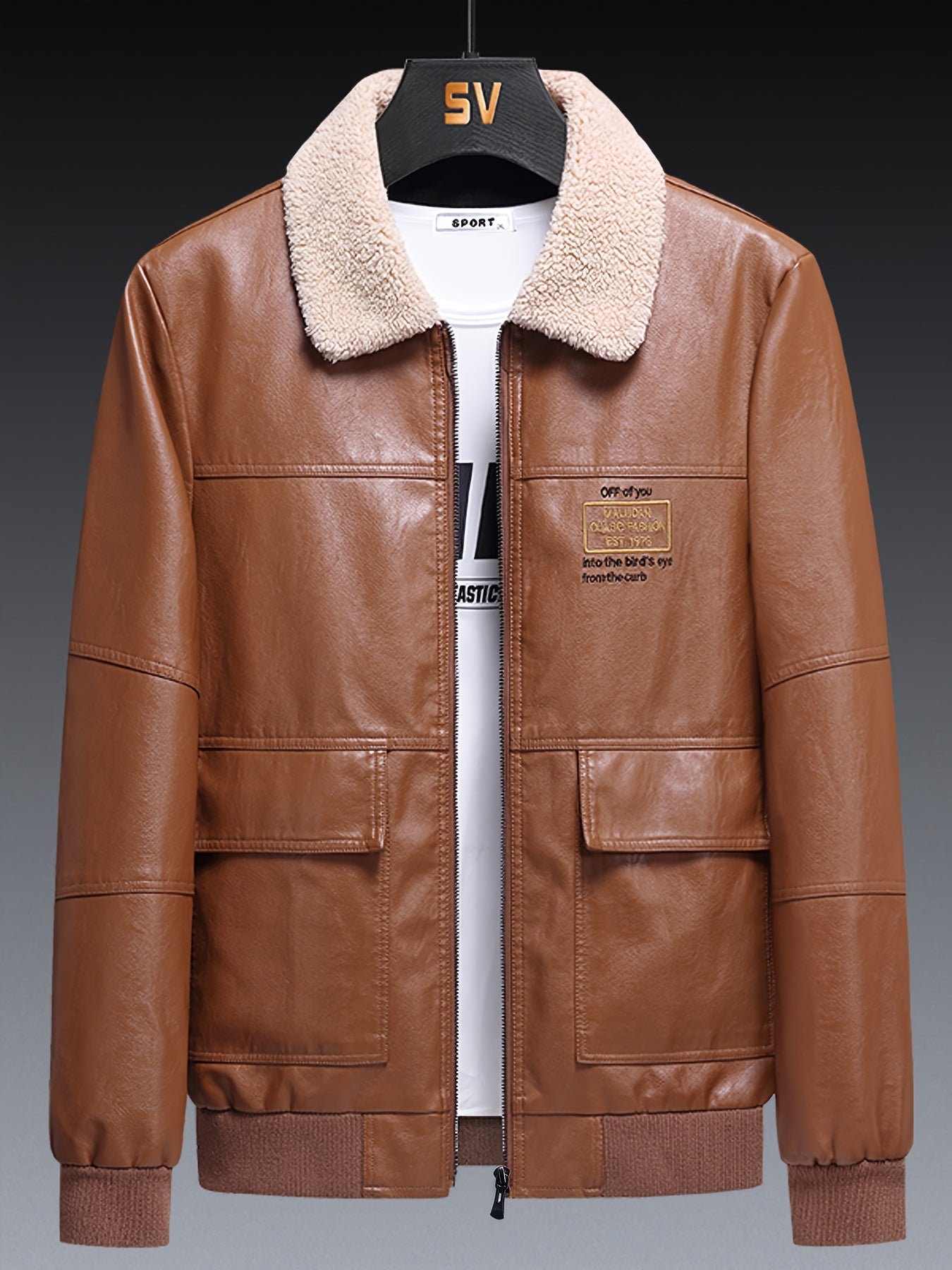 Cozy Waterproof Mens Fleece Leather Winter Coat