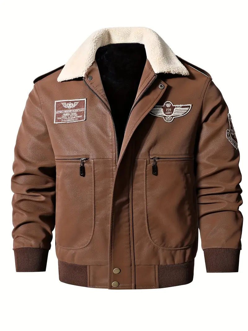 Soft Faux Leather Bomber Jacket For Men - BritishElegance