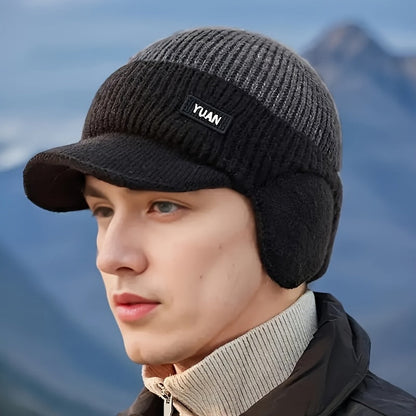 Men’s Winter Beanie with Ear Flaps – Warm Knit Outdoor Hat