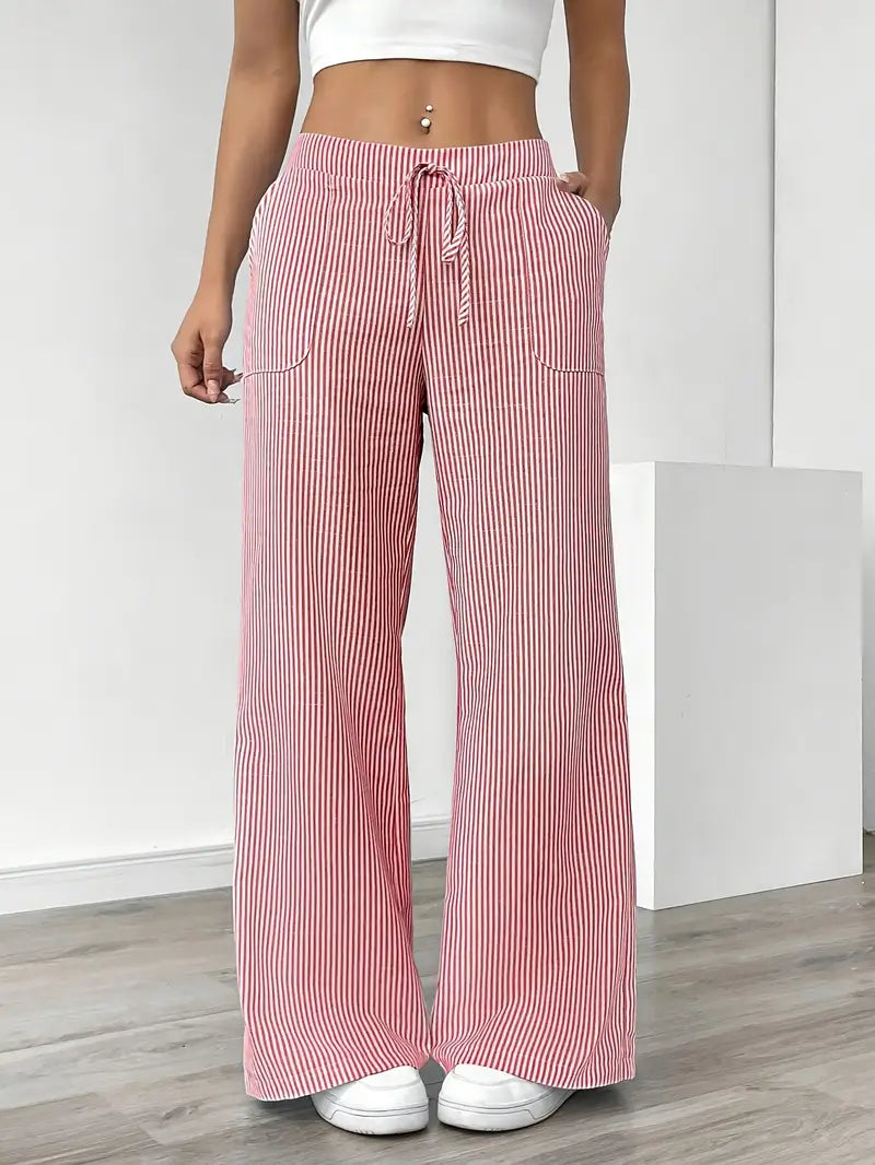 Stylish Stripe Trousers with Pockets in Fashion Colors