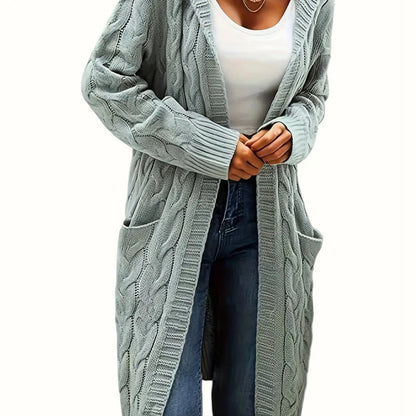 Women’s Open Front Cardigan – Soft Knit Winter Sweater with Pockets