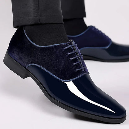 Cevori Elegant Velvet Finished Patent Leather Shoes