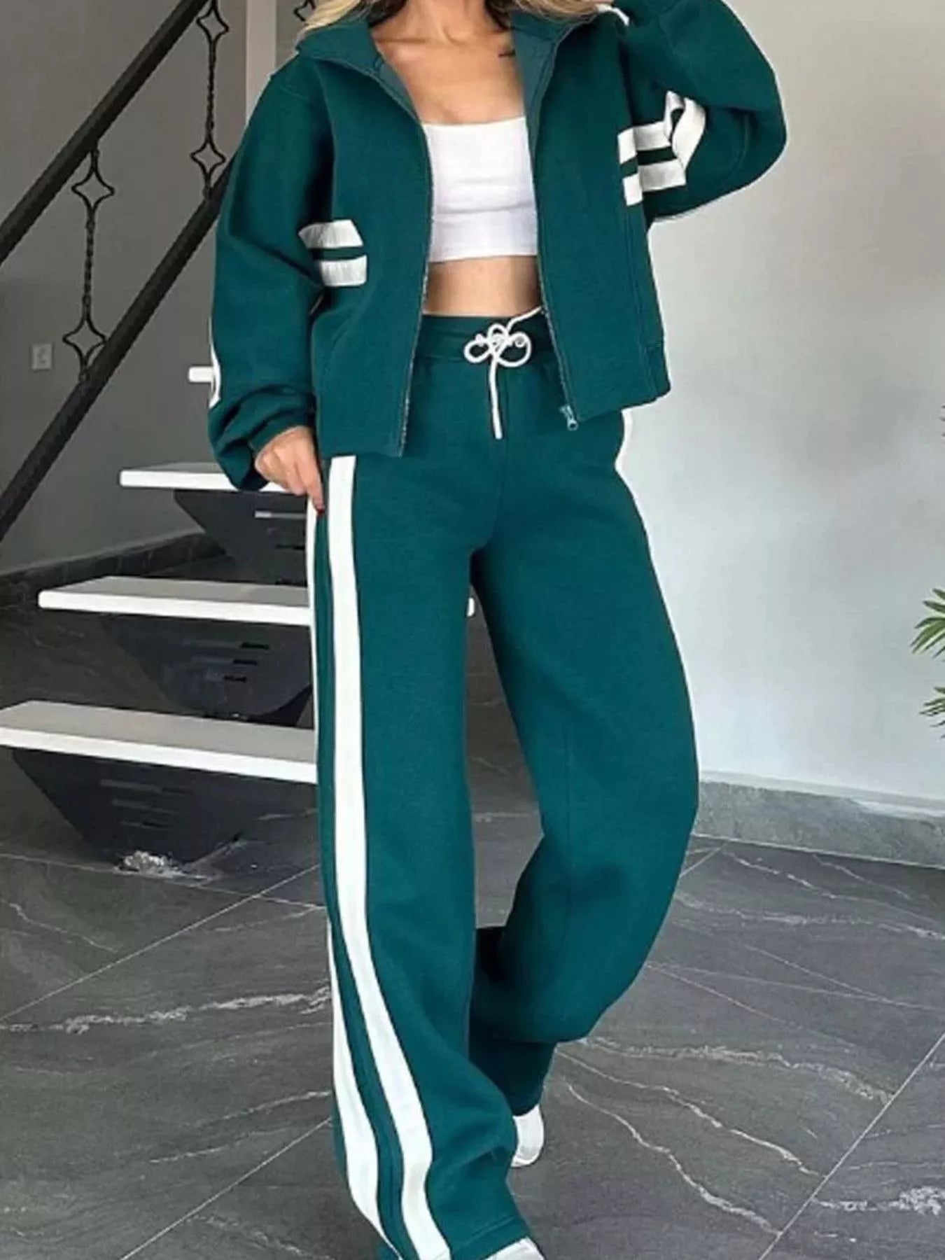 Bold Black and White Track Suit Plus Size Outfit