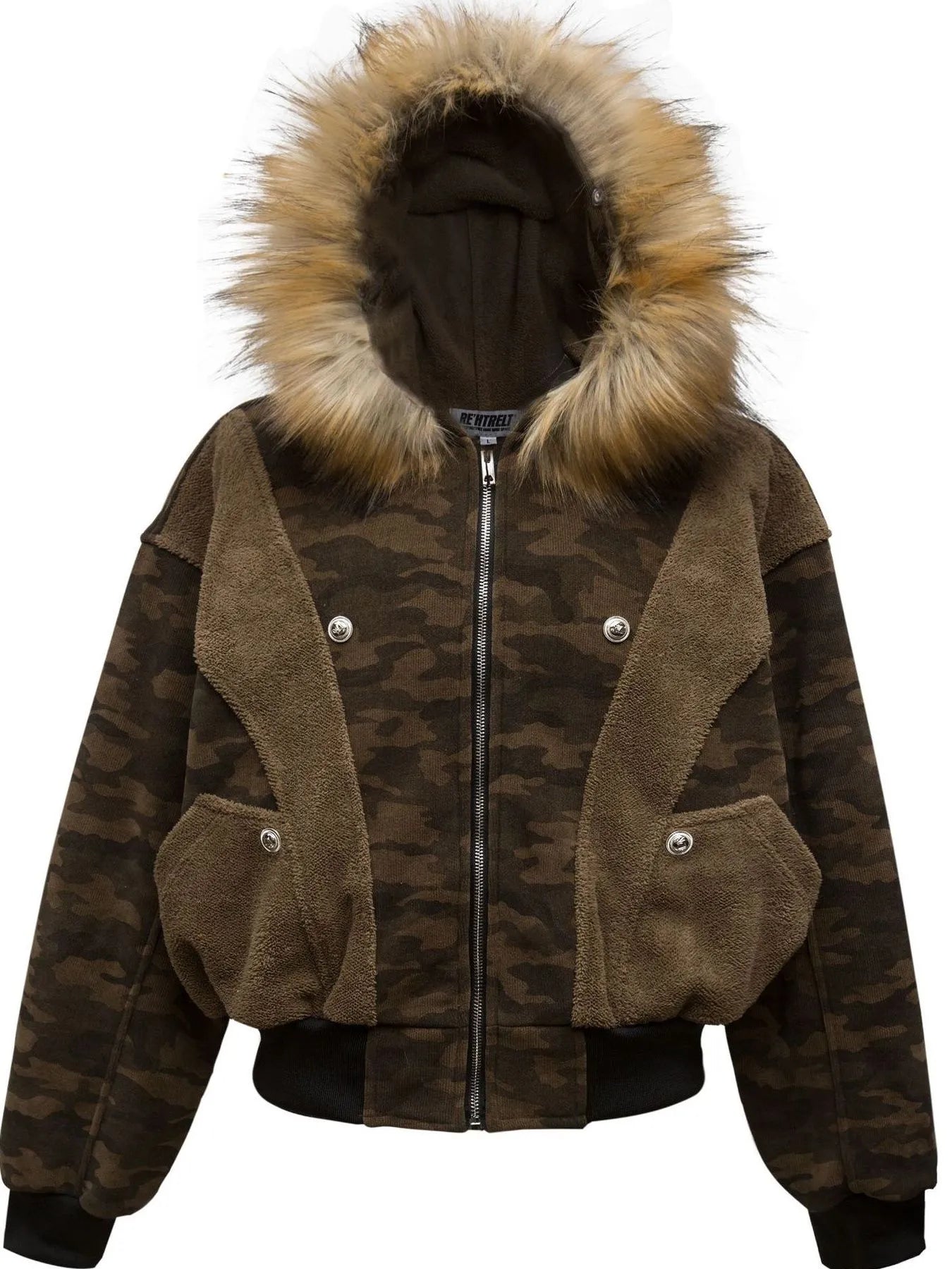 Waterproof Camo Parka Jacket with Faux Fur Hood - BritishElegance