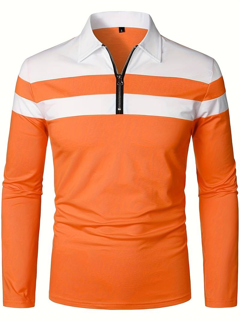 Men's long-sleeve zip-up polo shirt by Ethan
