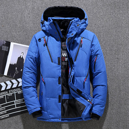 Warm Waterproof Men's Down Hooded Parka Jacket Outdoor Set