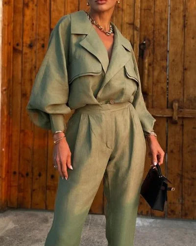 Relaxed Fit Ladies Two Piece Suit for Summer Wear - BritishElegance