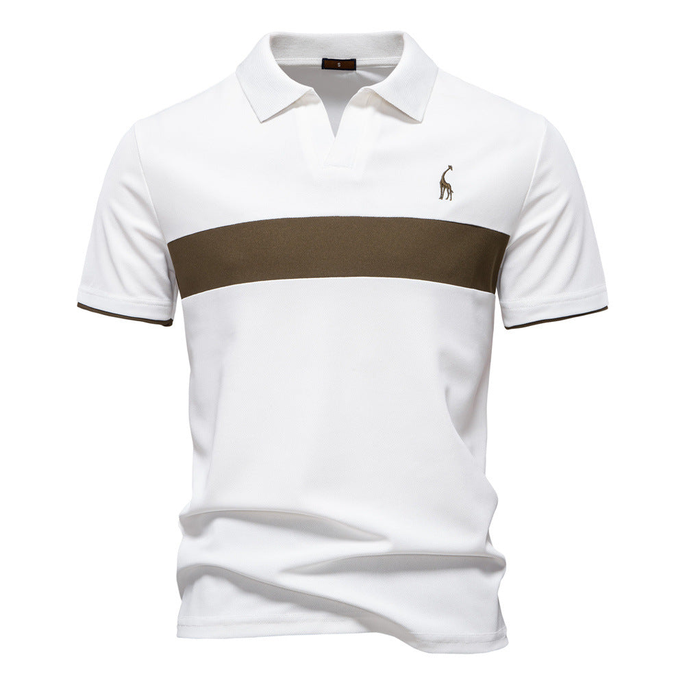Classic Men's Short Sleeve Polo Shirt with Striped Trim