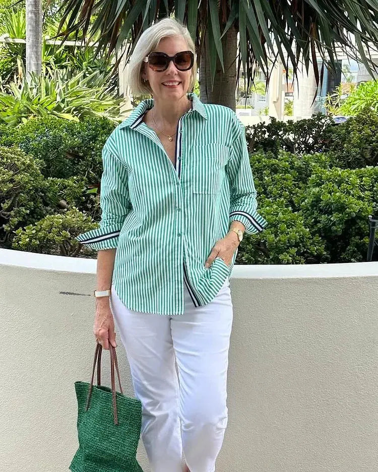 Diane | Easy Elegance Striped Blouse - Soft. Flattering. Effortless.