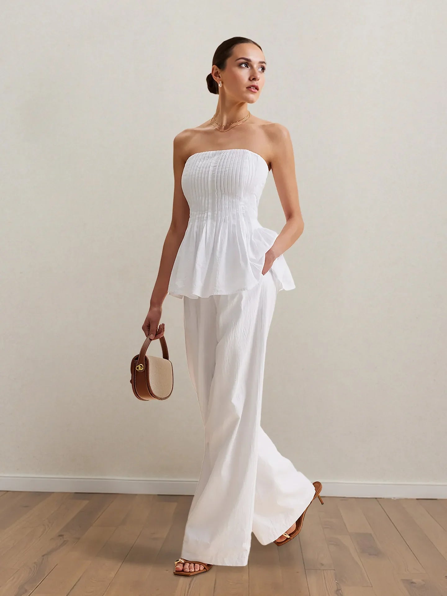 Off Shoulder Ruffle Top & Flared Pant Set - BritishElegance