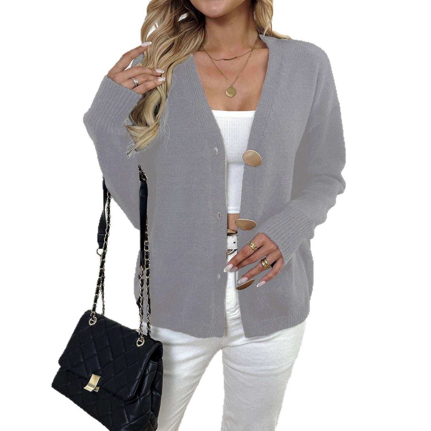 Iris | Elegant Knit Cardigan with Large Buttons