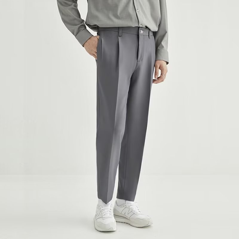 Stan | Men's Comfort Fit Pleated Crop Trousers