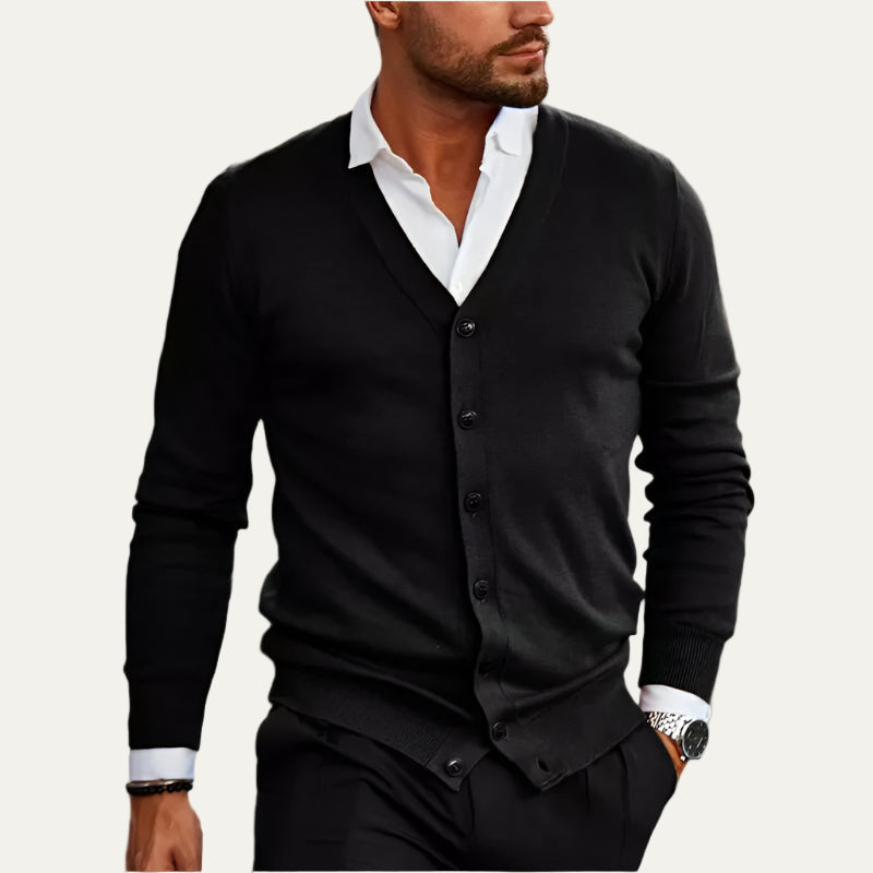 Men’s Classic V Neck Button Front Knit Cardigan