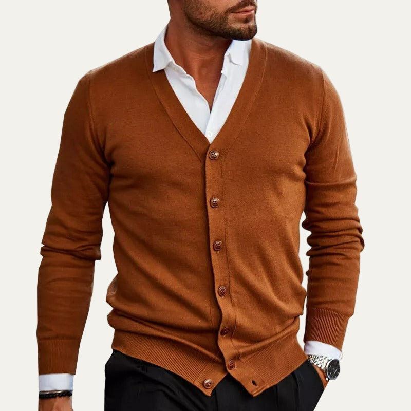 Men’s Classic V Neck Fine Knit Buttoned Cardigan
