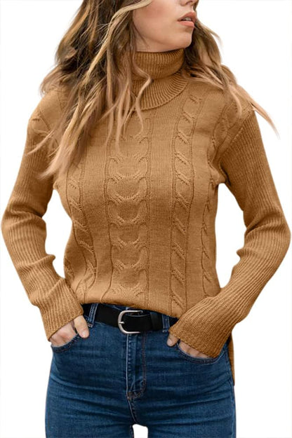 Elegant Knitted Women's Turtleneck Sweater - Denise