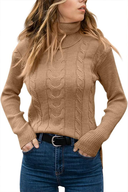 Elegant Knitted Women's Turtleneck Sweater - Denise