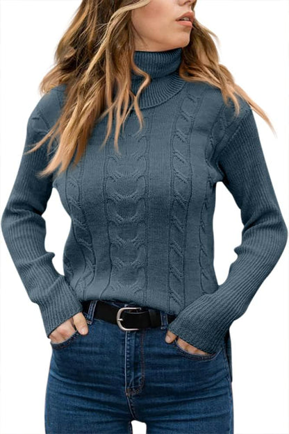 Elegant Knitted Women's Turtleneck Sweater - Denise