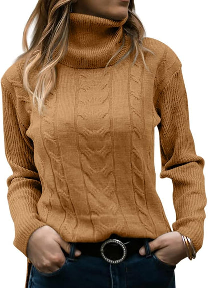 Elegant Knitted Women's Turtleneck Sweater - Denise