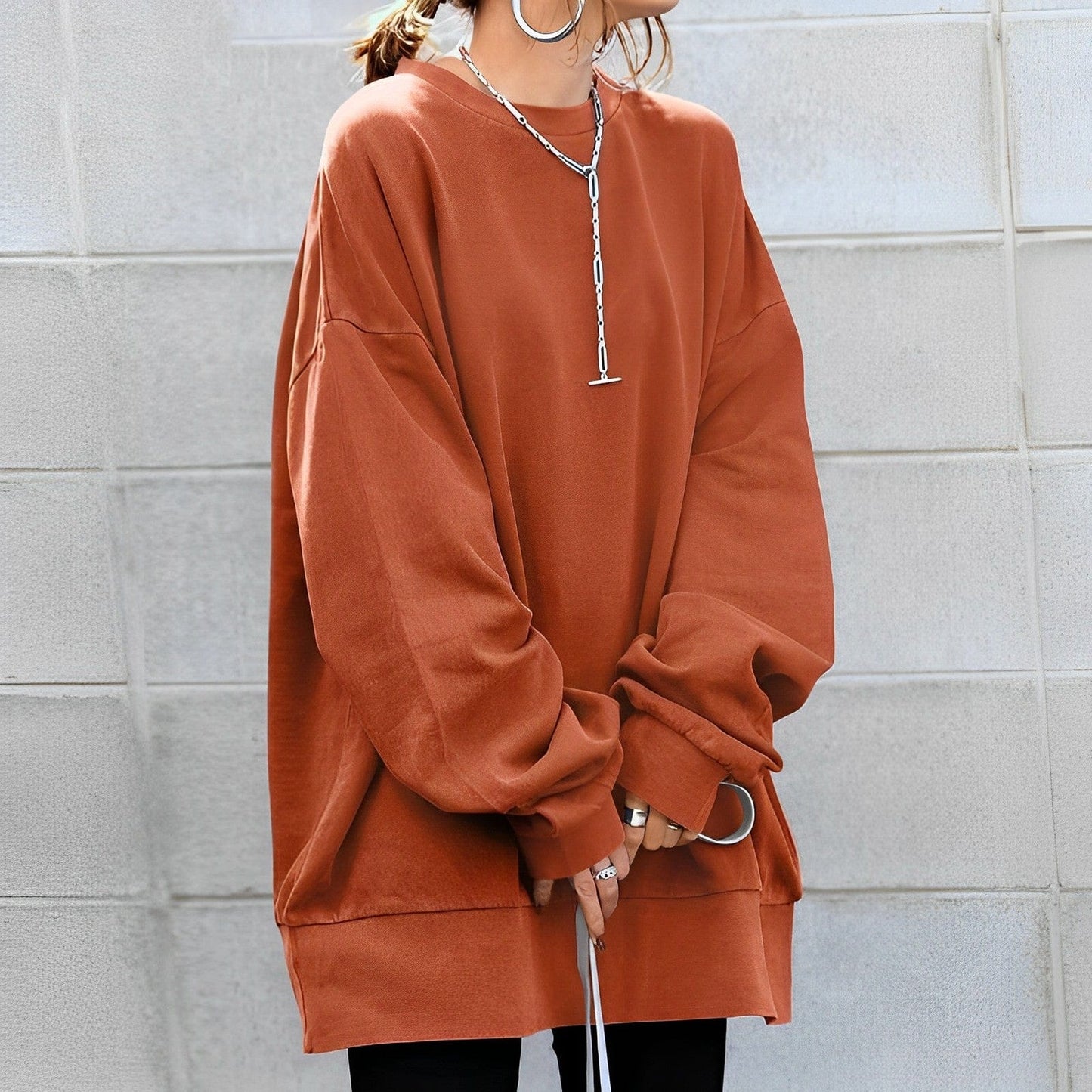 Comfy Large Crew Neck Sweatshirt – Casual Loose Fit