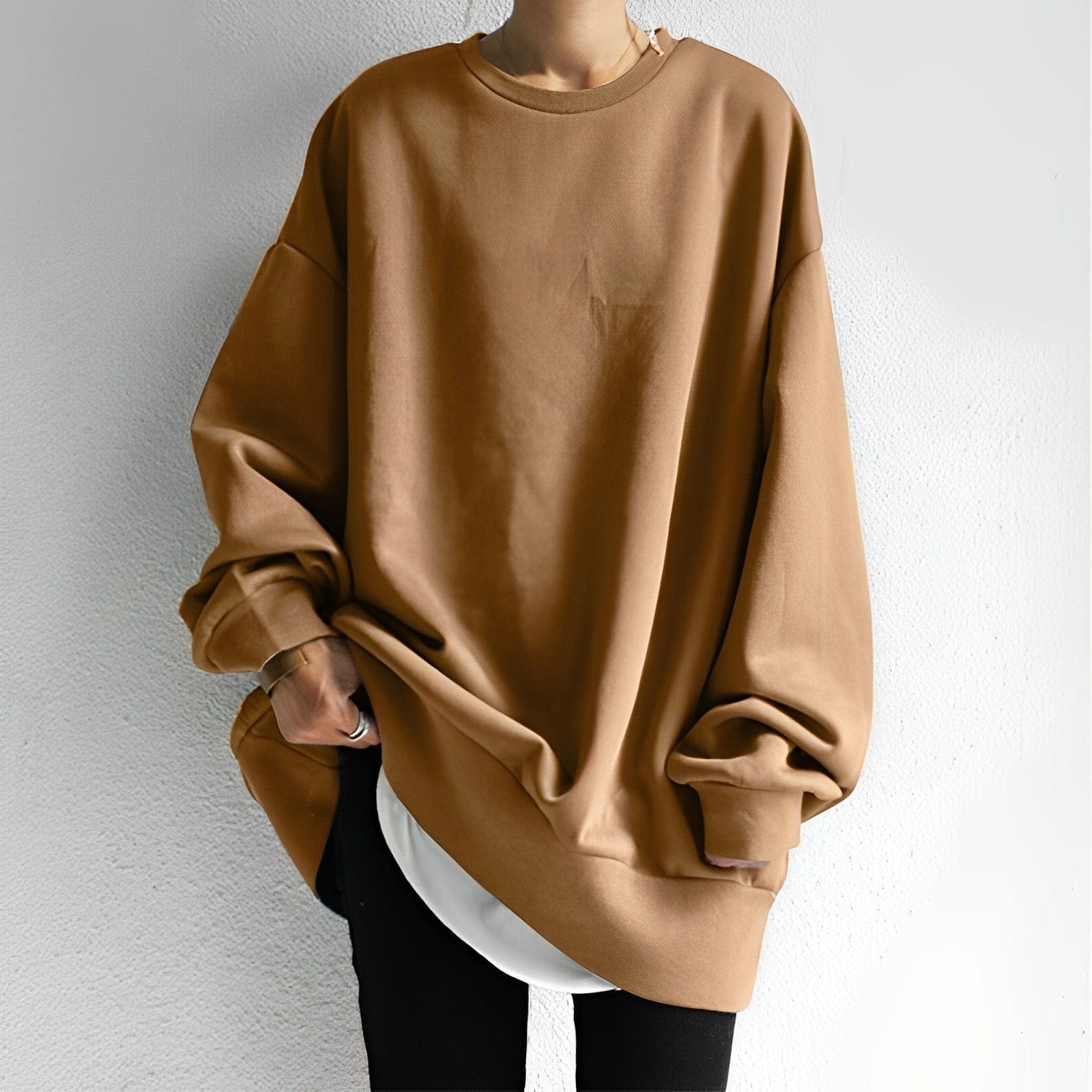 Comfy Large Crew Neck Sweatshirt – Casual Loose Fit - BritishElegance
