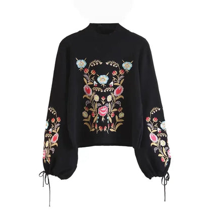 Embroidered Flower Sweater - Alina