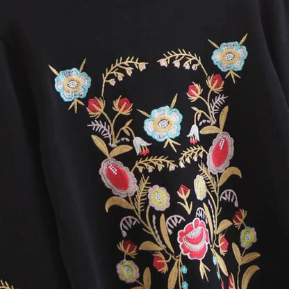 Embroidered Flower Sweater - Alina