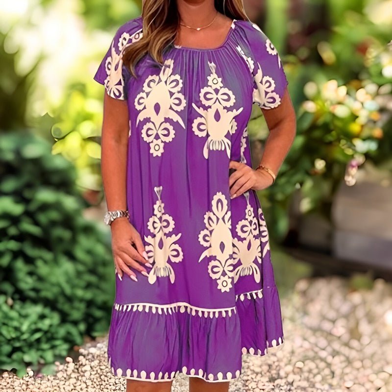 Elegant Ladies Short Sleeve Midi Sundress