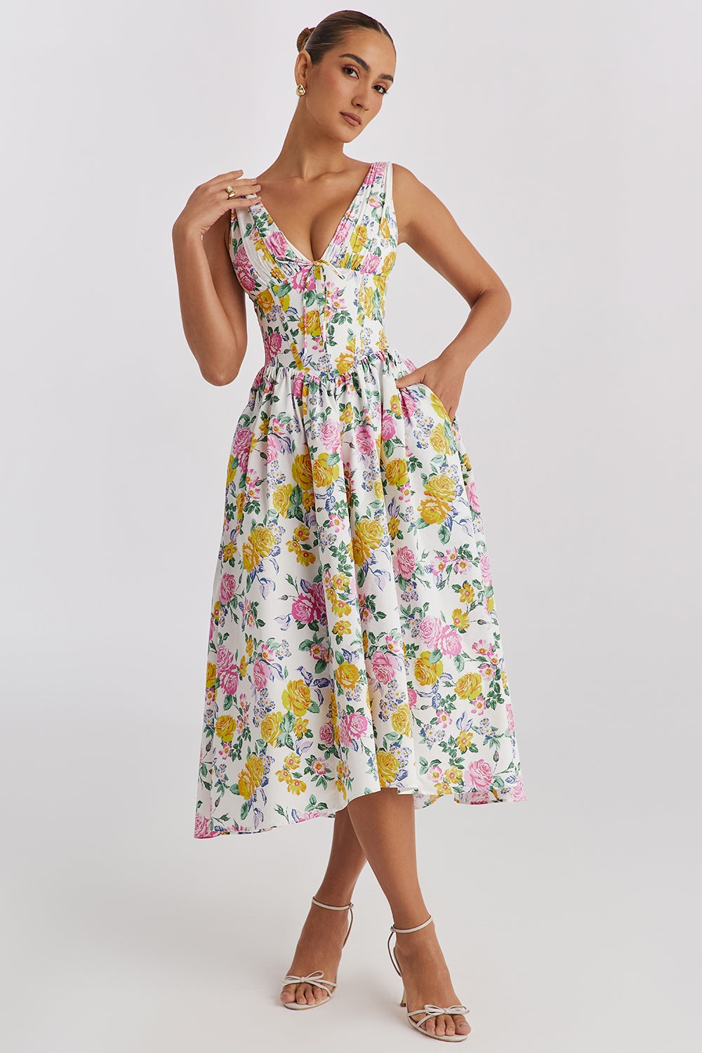 Beautiful Flower Print Summer Dress - BritishElegance