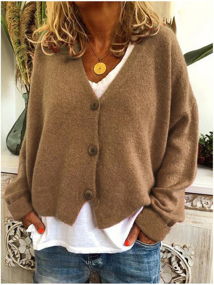 Warm Women's V-Neck Wool Cardigan Sweater