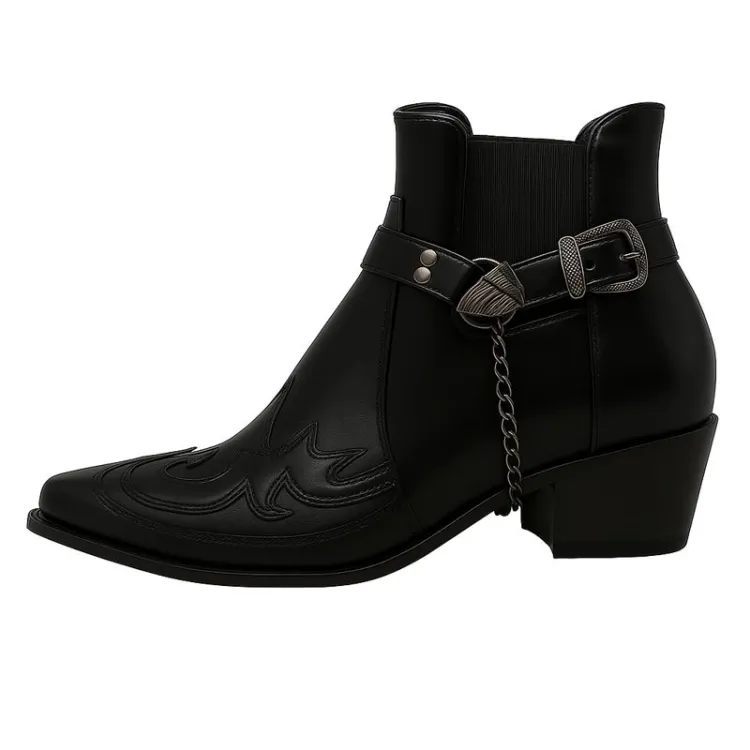 Rugged Men's Cowboy Ankle Boots - BritishElegance