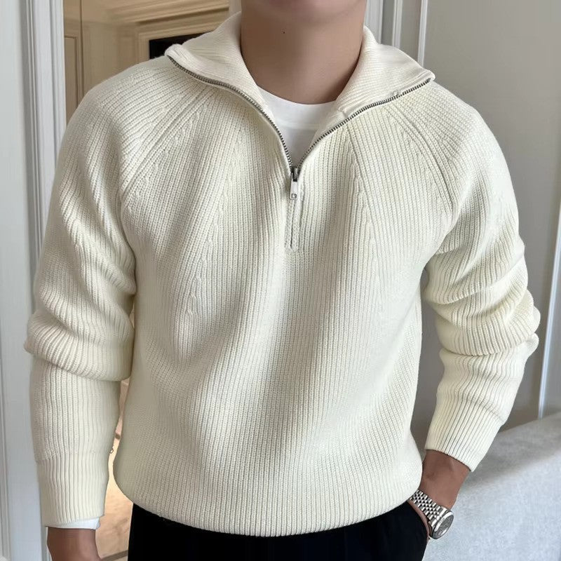 Casual Men's Quarter Zip Pullover Sweater - BritishElegance