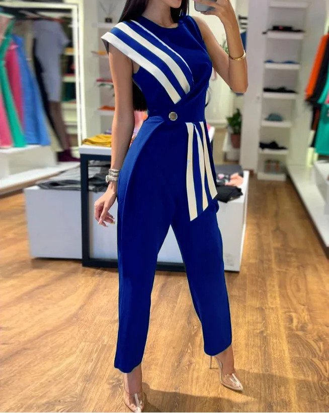 Chic Off Shoulder Stripe Summer Jumpsuit