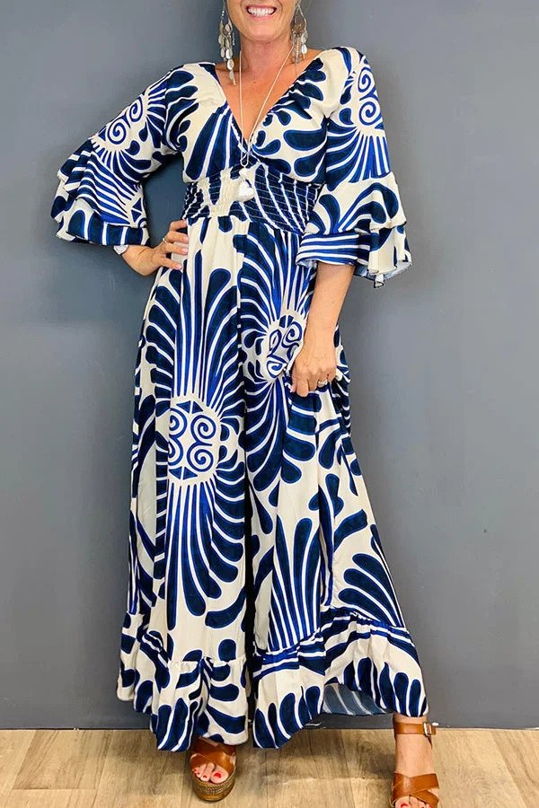 Classic Floral V-neck Summer Jumpsuit for Women - BritishElegance