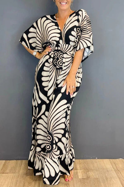 Classic Floral V-neck Summer Jumpsuit for Women