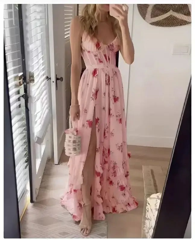 Zara | Beautiful Flower Long Evening Dress - BritishElegance