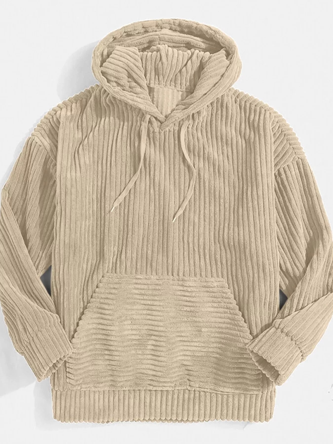 Relaxed Fit Mens Corduroy Hooded Jacket Large Size