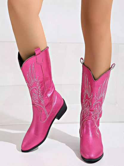 Decorative High Heel Ankle Boots