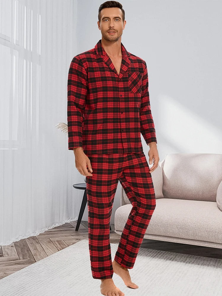Classic Plaid Pajama Set - BritishElegance