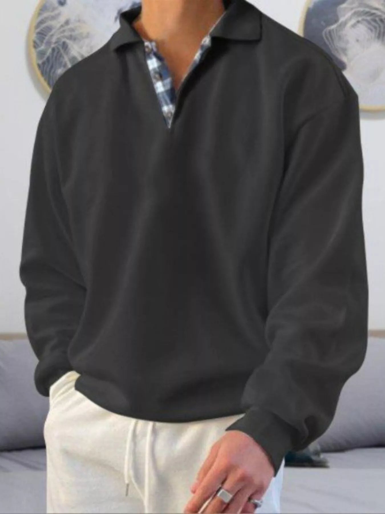 Big Size Mens Classic Long Sleeve Polo Shirt