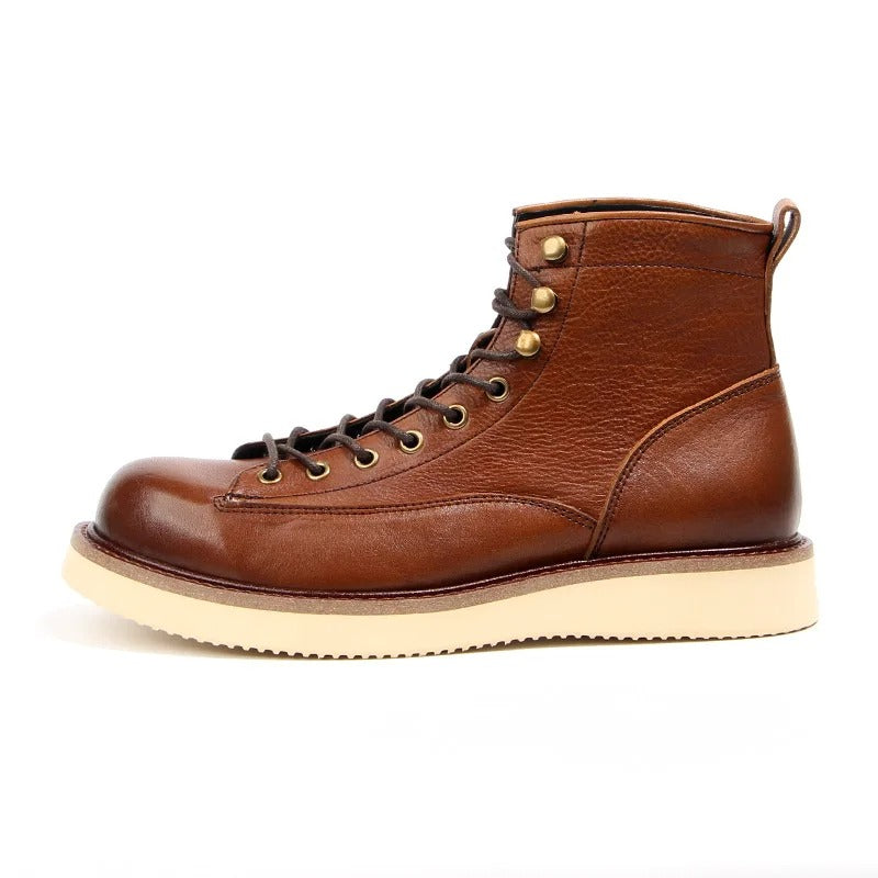 Classic Lace Up Boots with Contrast Sole