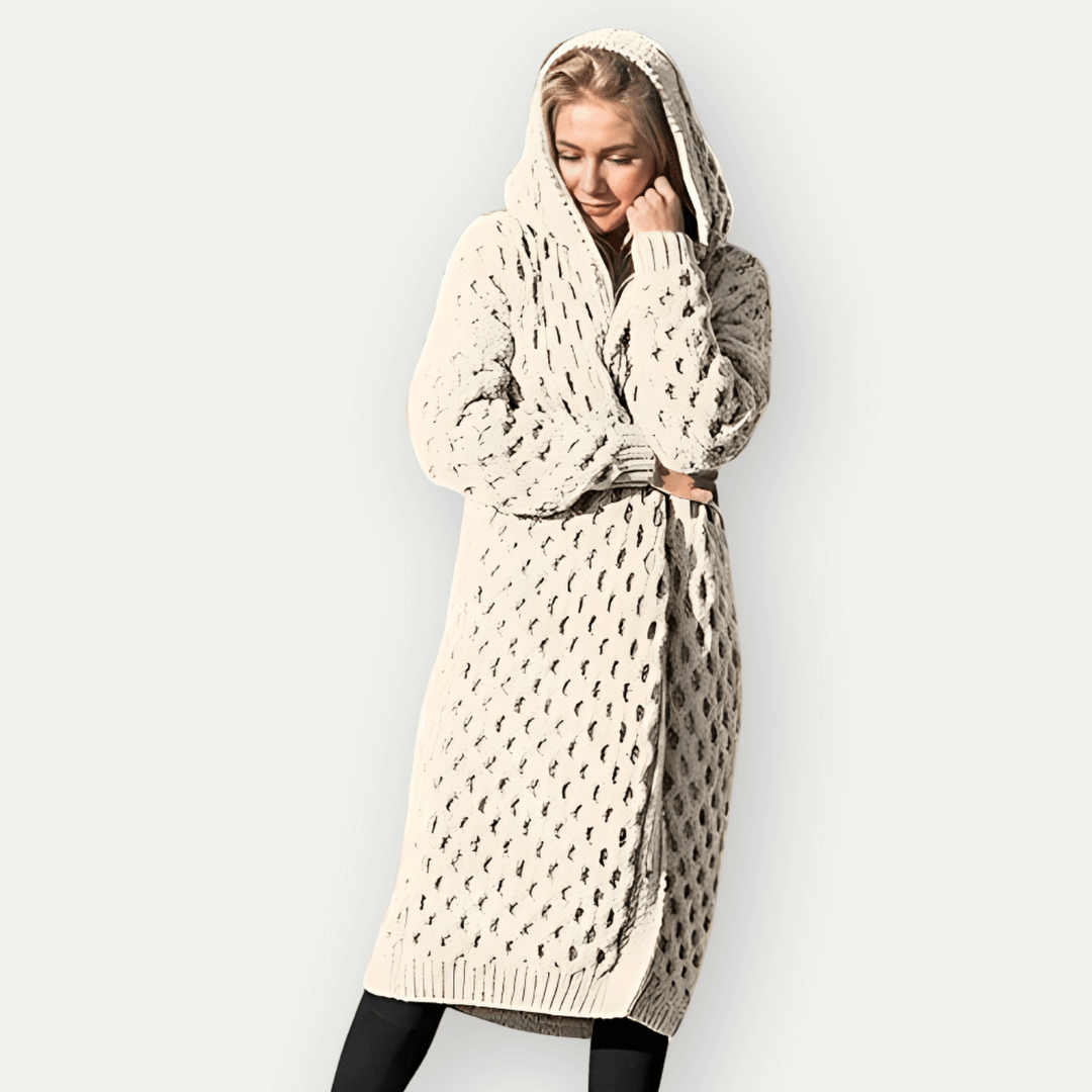 Lily Longline Hooded Cardigan | Relaxed Fit Cable Knit Cardigan