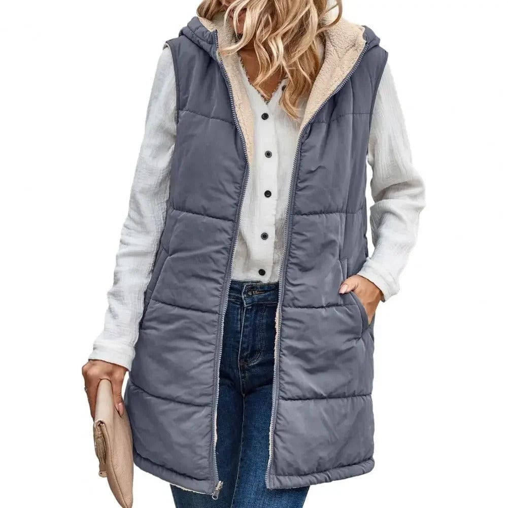 Warm Hooded Puffer Vest for Women